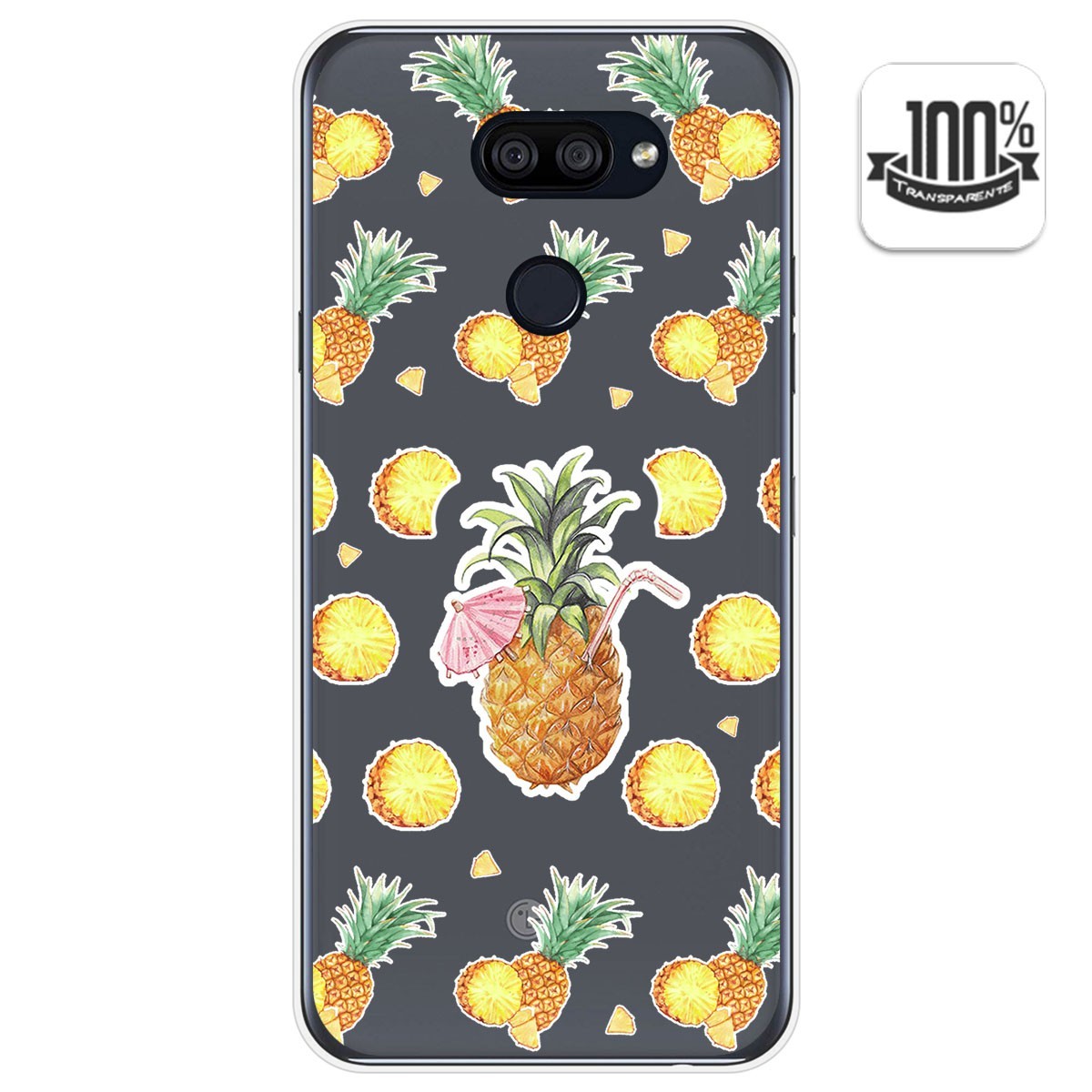 Tumundosmartphone Funda Gel Transparente para Lg K40S diseño Piña Dibujos