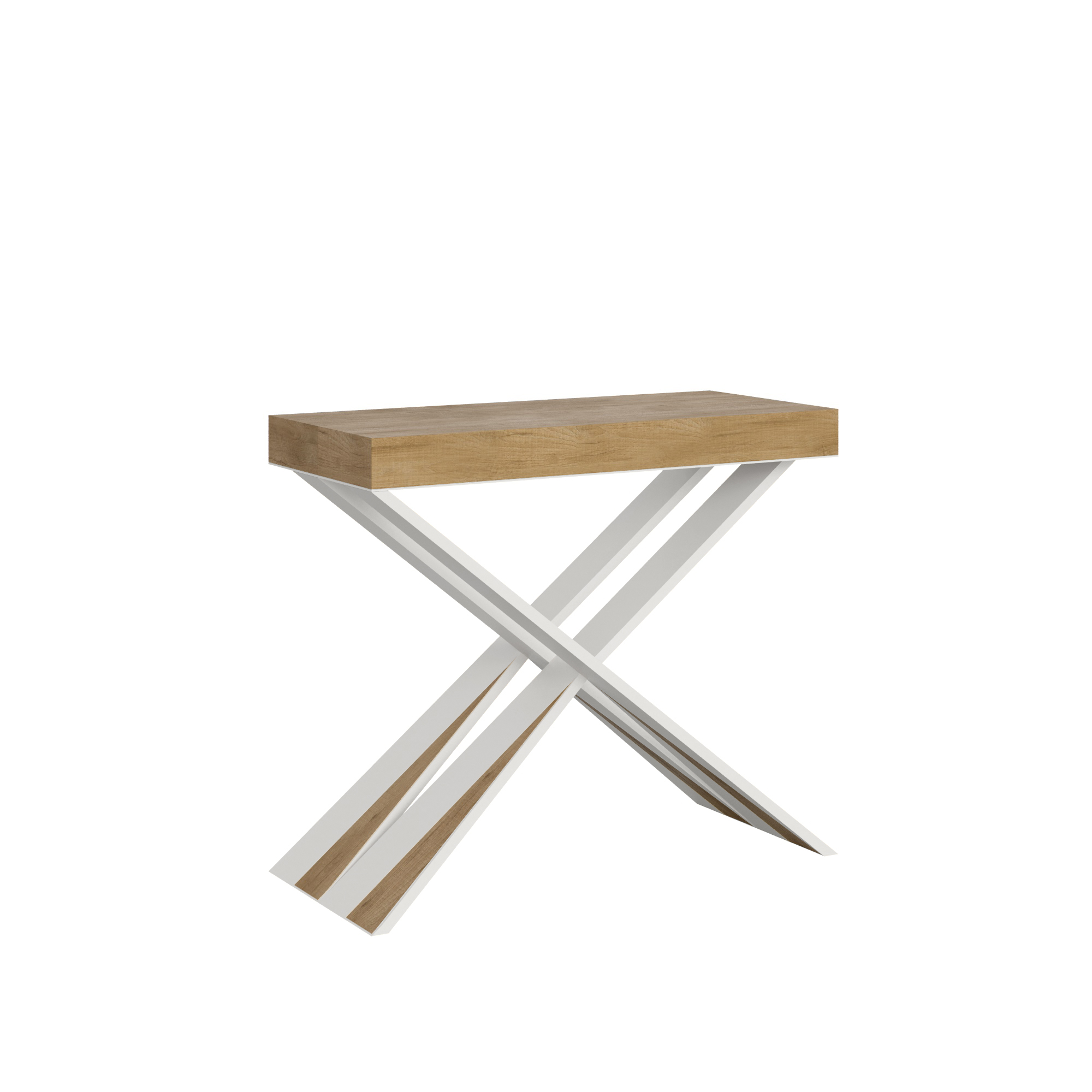 Consola extensible 90x40/300 cm Diago Roble Nature Estructura Blanca - Itamoby