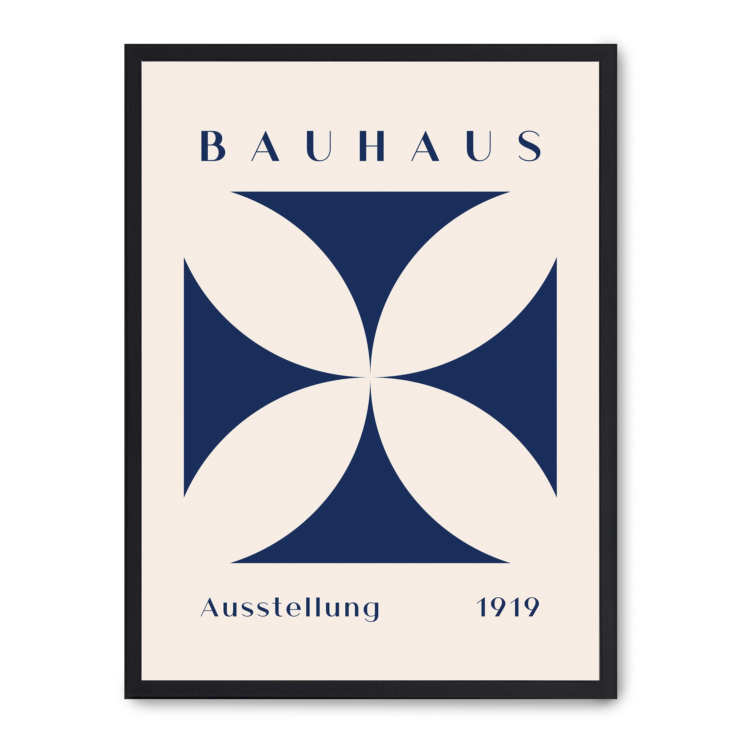 Cuadro bauhaus blue flower 30x40cm, Póster impreso en papel de primera calidad de 180gr, montado sobre marco de madera MDF acabado en negro., Arte - Bauhaus
