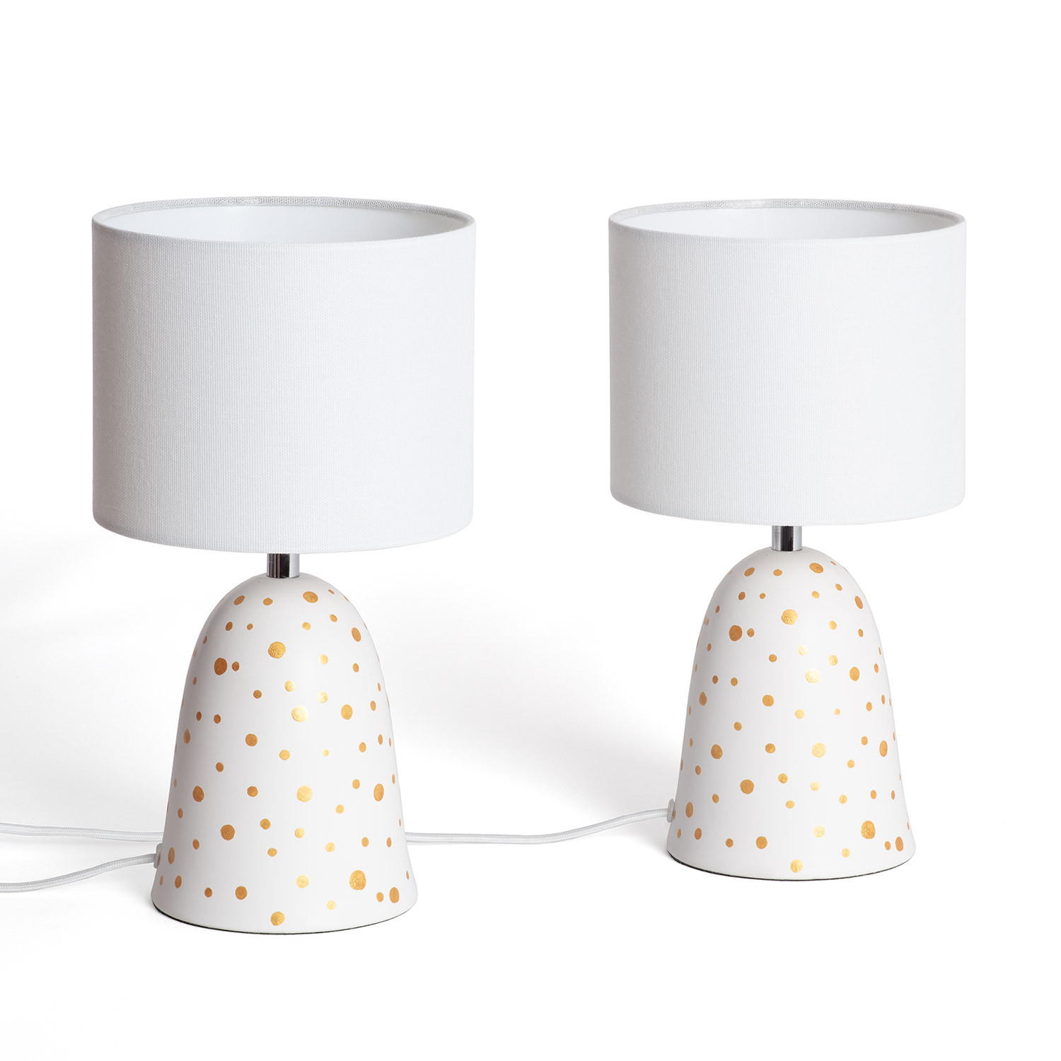 LEDKIA LIGHTING - Lámparas de Mesa Cerámica y Tela | Pack de 2 | Compatible con Bombillas E27 | Estilo Mediterráneo | Decoración Interior, Marfil, Tela, Cerámica