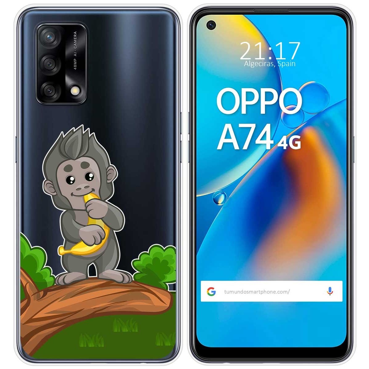 Tumundosmartphone Funda Gel Transparente para Oppo A74 4G diseño Mono Dibujos