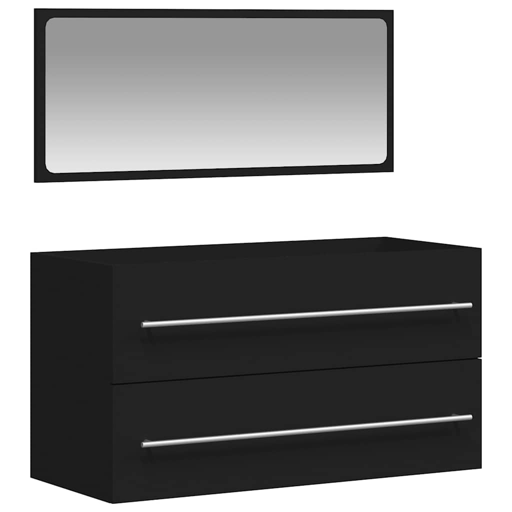 vidaXL Armario de baño con espejo madera de ingeniería negro