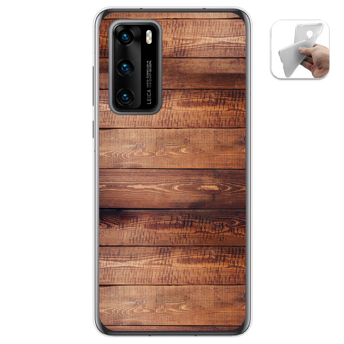 Tumundosmartphone Funda Gel Tpu para Huawei P40 diseño Madera 02 Dibujos