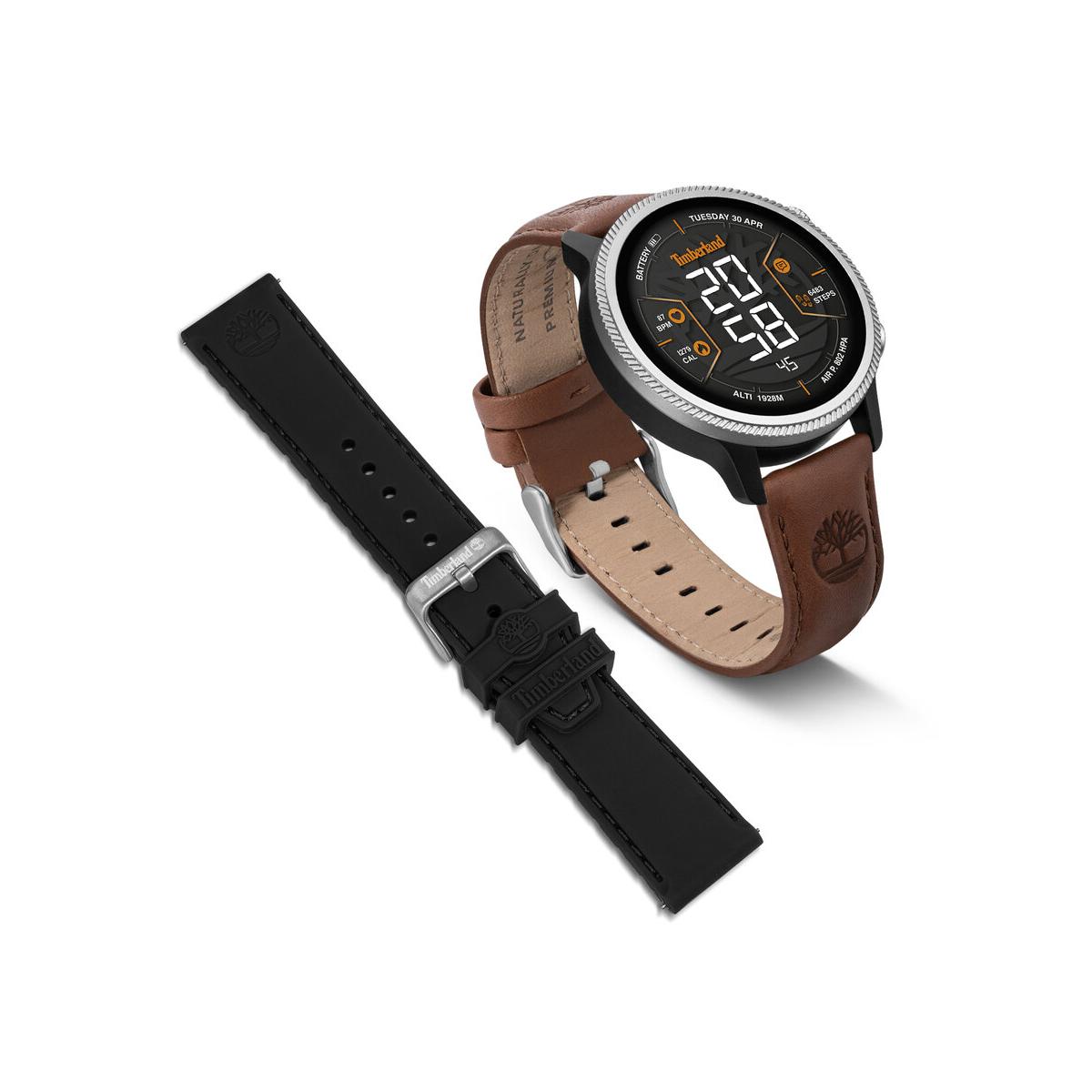 Timberland Reloj Inteligente Trail Force 47,00 Mm Pulsera De Genuine Leather, Silicona Marrón Con Cierre De Hebilla Normal Control De Ritmo Cardiaco, Sueño Y Modos Deportivos Compatible Con Android, Ios