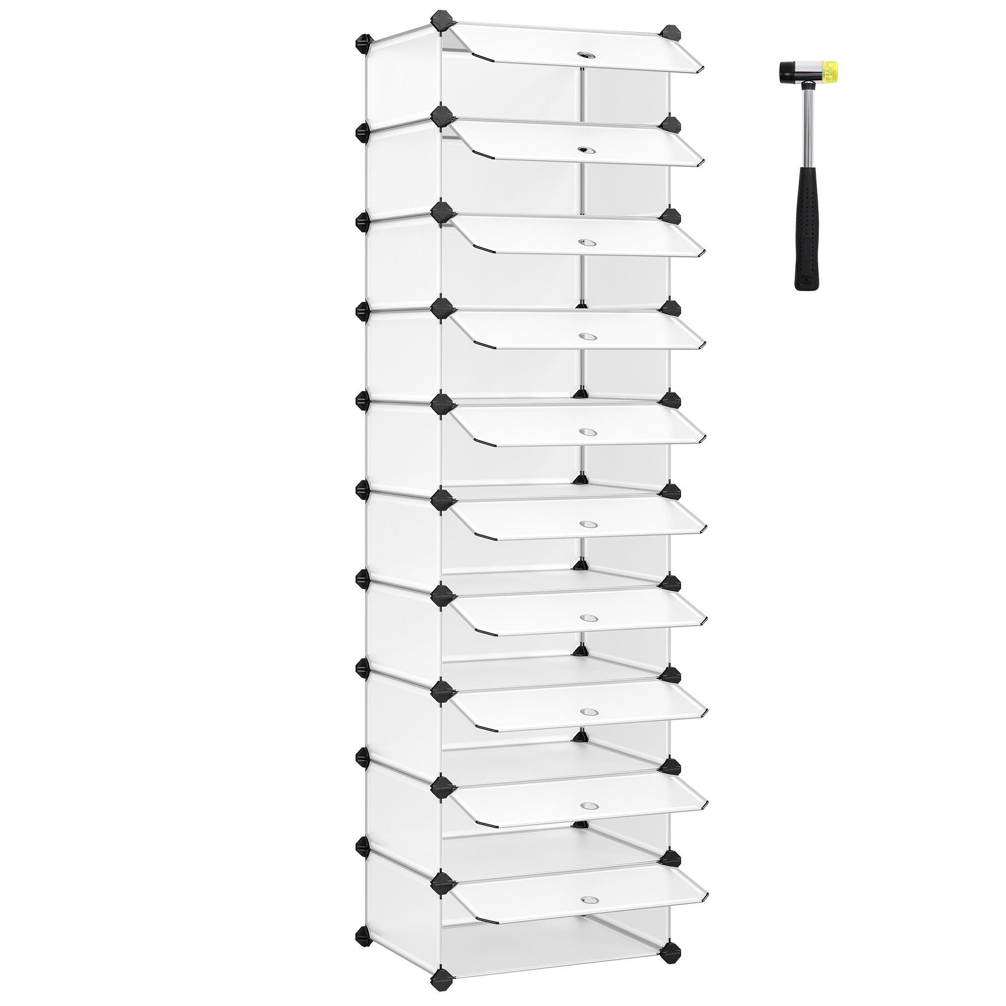 SONGMICS Zapatero Modular Cubos, EstanterÍa para Zapatos, Bricolaje, Armario Alambre Metálico de 10 Ranuras, Blanco