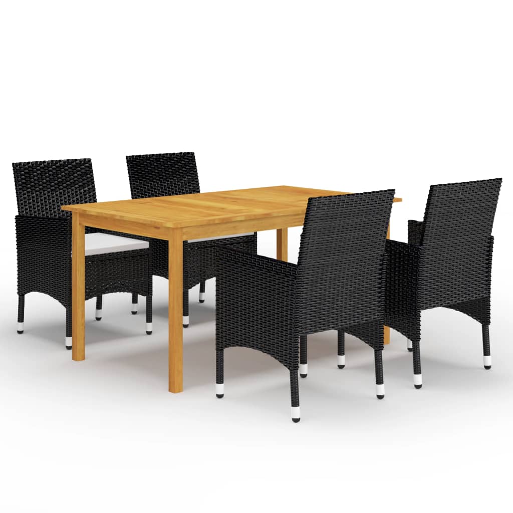 vidaXL Juego de comedor para jardín de 5 piezas negro