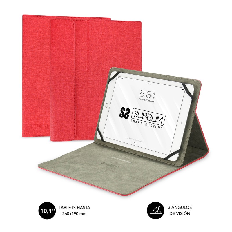 SUBBLIM - Funda Tablet Clever Stand Tablet Case 10,1" Red SUB-CUT-1CT002