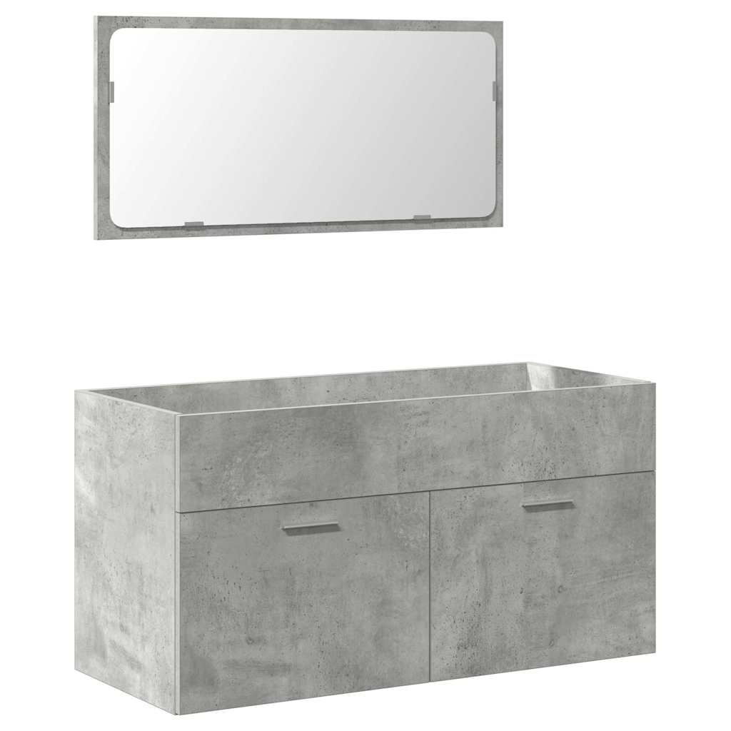 vidaXL Armario de baño con espejo madera de ingeniería gris hormigón