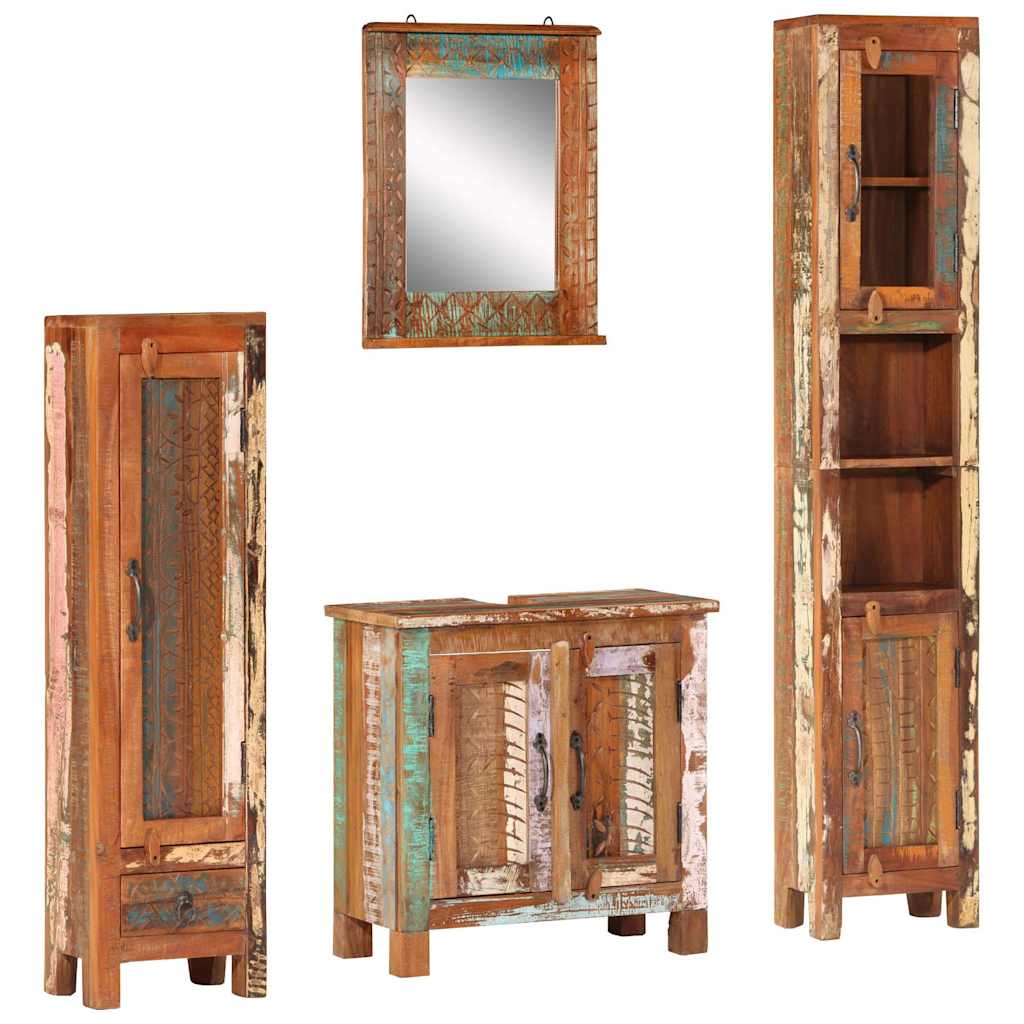 vidaXL Conjunto de muebles de baño 4 piezas madera maciza reciclada