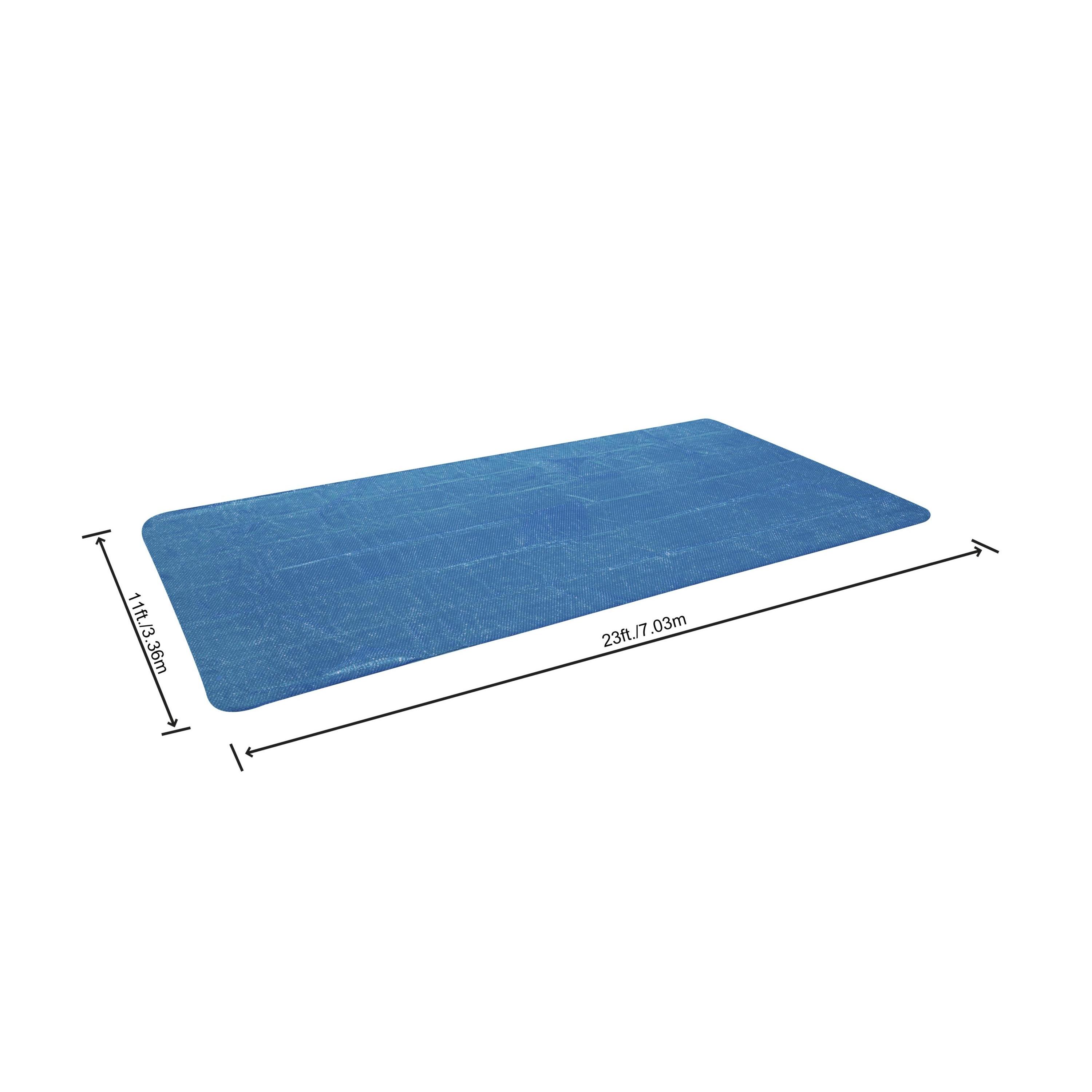Cobertor Solar de Burbujas BESTWAY para Piscina Desmontable de varias medidas y modelos: rectangular y circular de fácil instalación sobre el agua. El plástico evita que el agua se ensucie y lo calienta, en cierta medida.