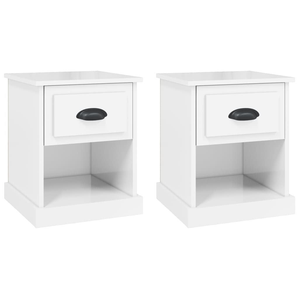 Mesitas de Noche Vidaxl 2 Unidades Madera 39x39x47,5 Cm Blanco, Negro