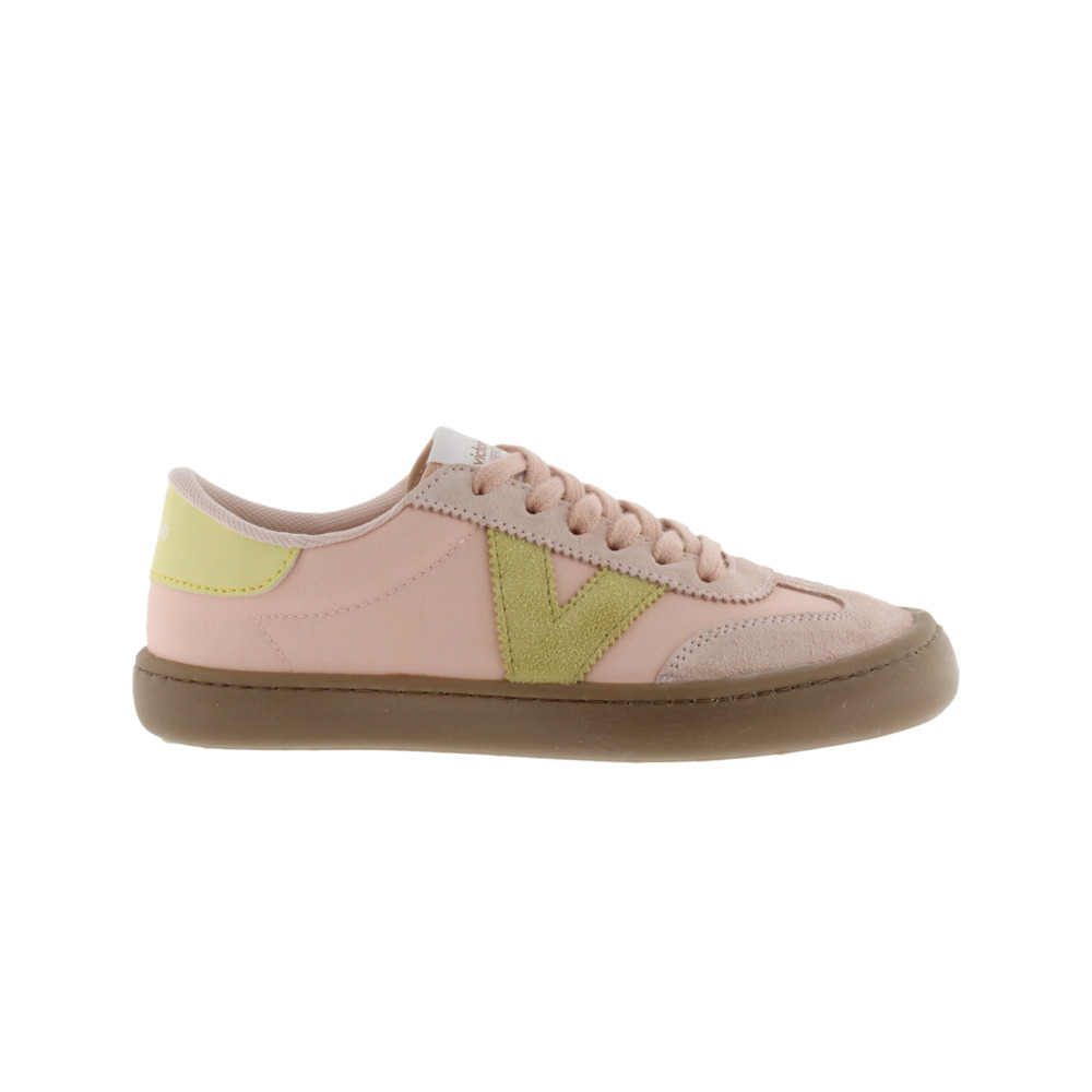 Victoria Olmo Zapatillas respetuosas barefoot de nylon con piezas de color y serraje y suela caramelo 1186108