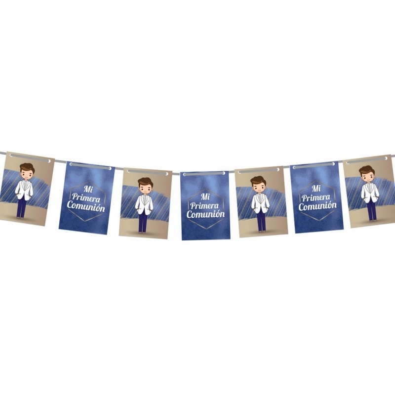 Banderines Comunión Niño Kawaii Antracita Raíz Inicio Para eventos Comuniones Decoración de comunion Antracita