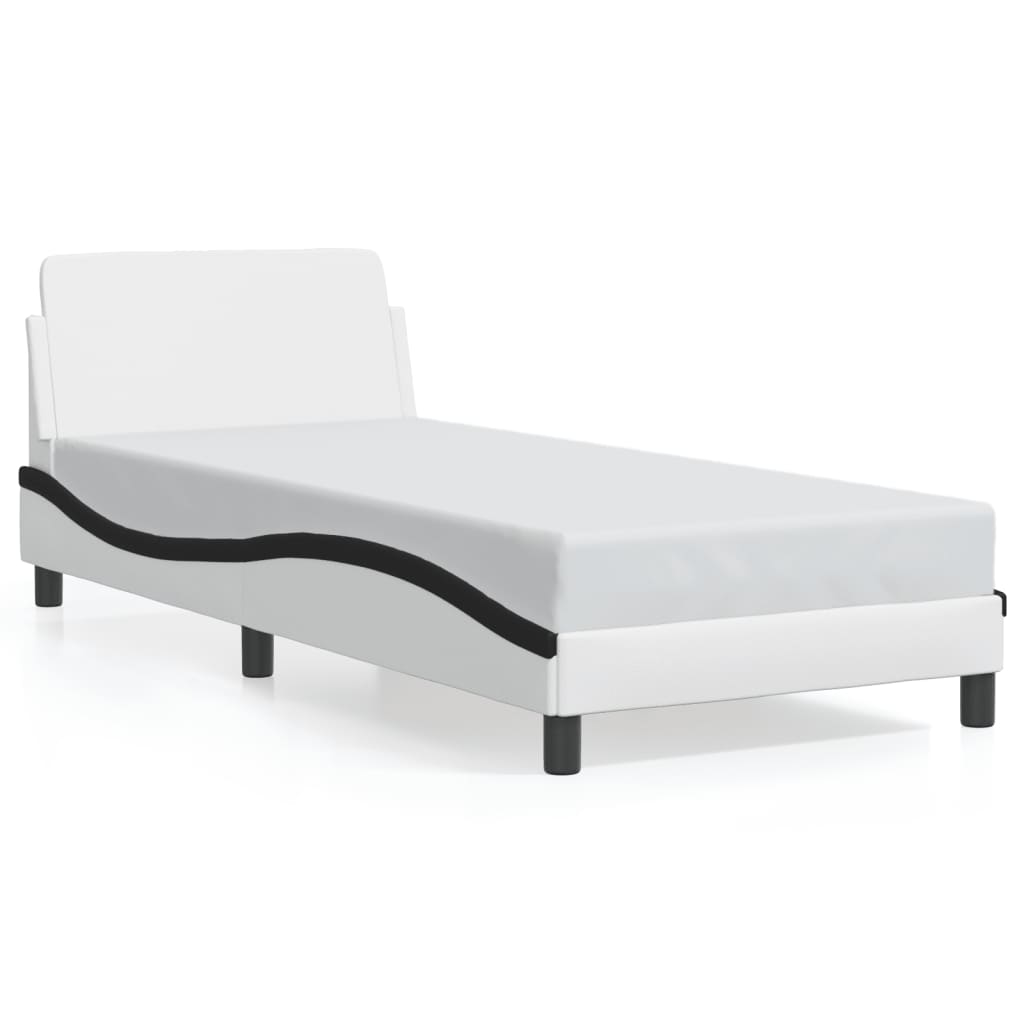 vidaXL Estructura de cama Dover cuero sintético blanco negro 90x190 cm