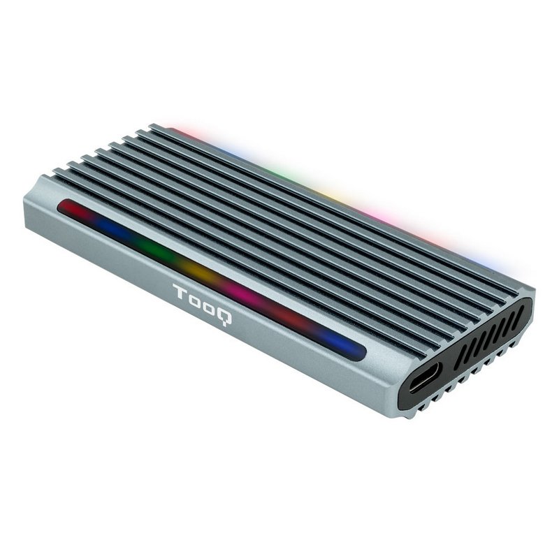 Tooq shinobi external ssd enclosure for m.2 ngff/nvme usb-a 3.1 gen2 rgb gray