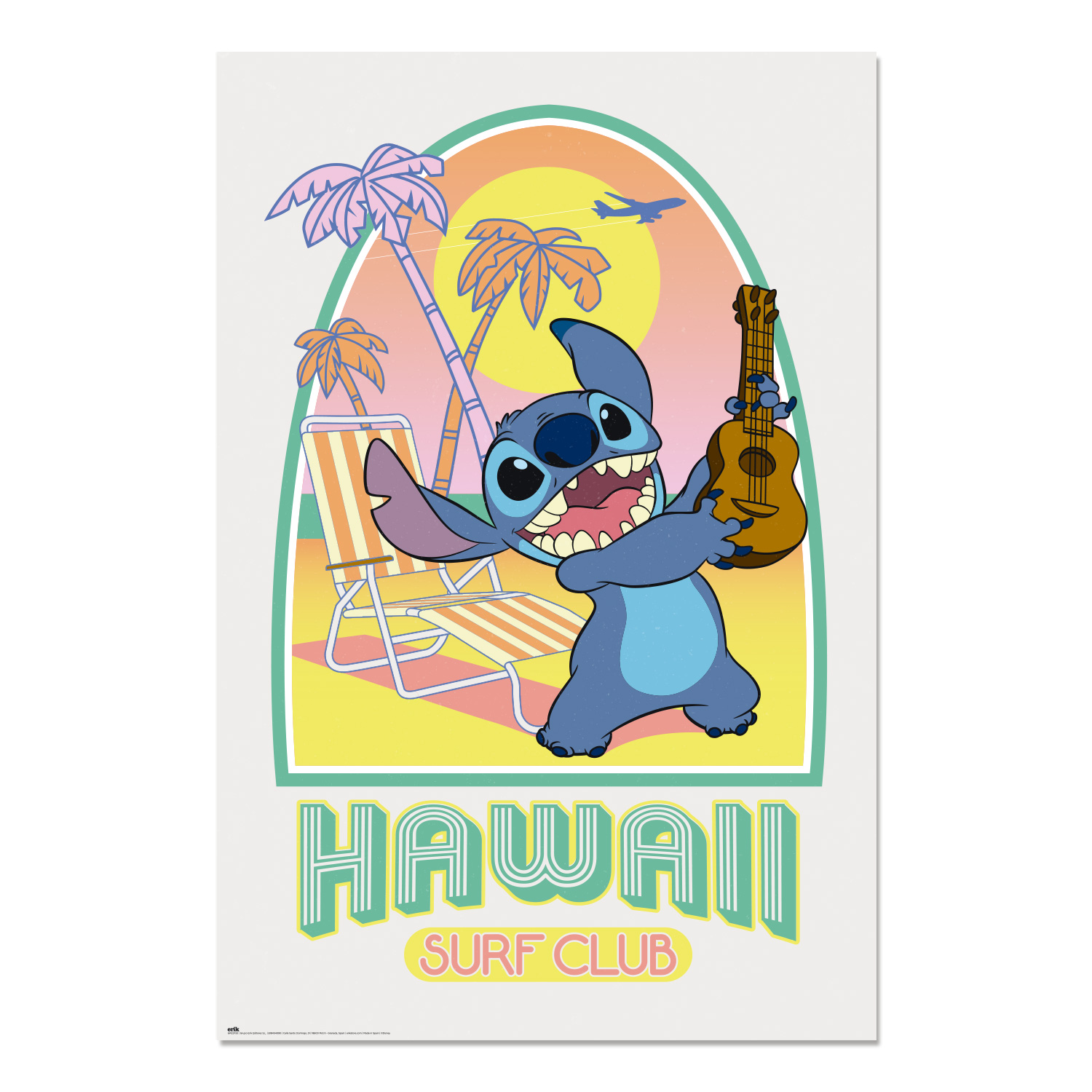 Poster disney stitch hawaii club surf