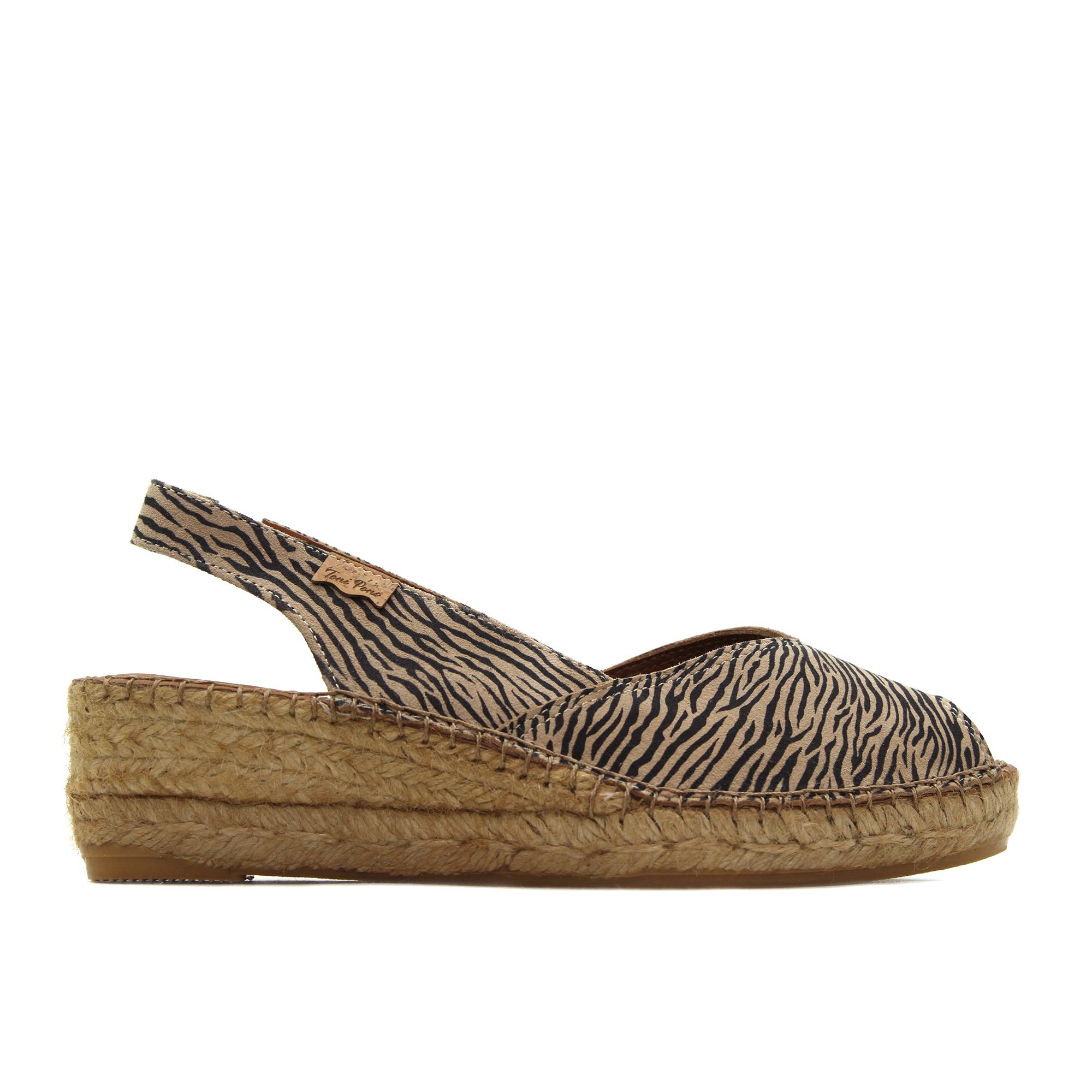 Toni Pons BERNIA-ZB Sandalia de pala,piel,cuña y plataforma de esparto,alpargatas,cebra,animal print,espadril para señora