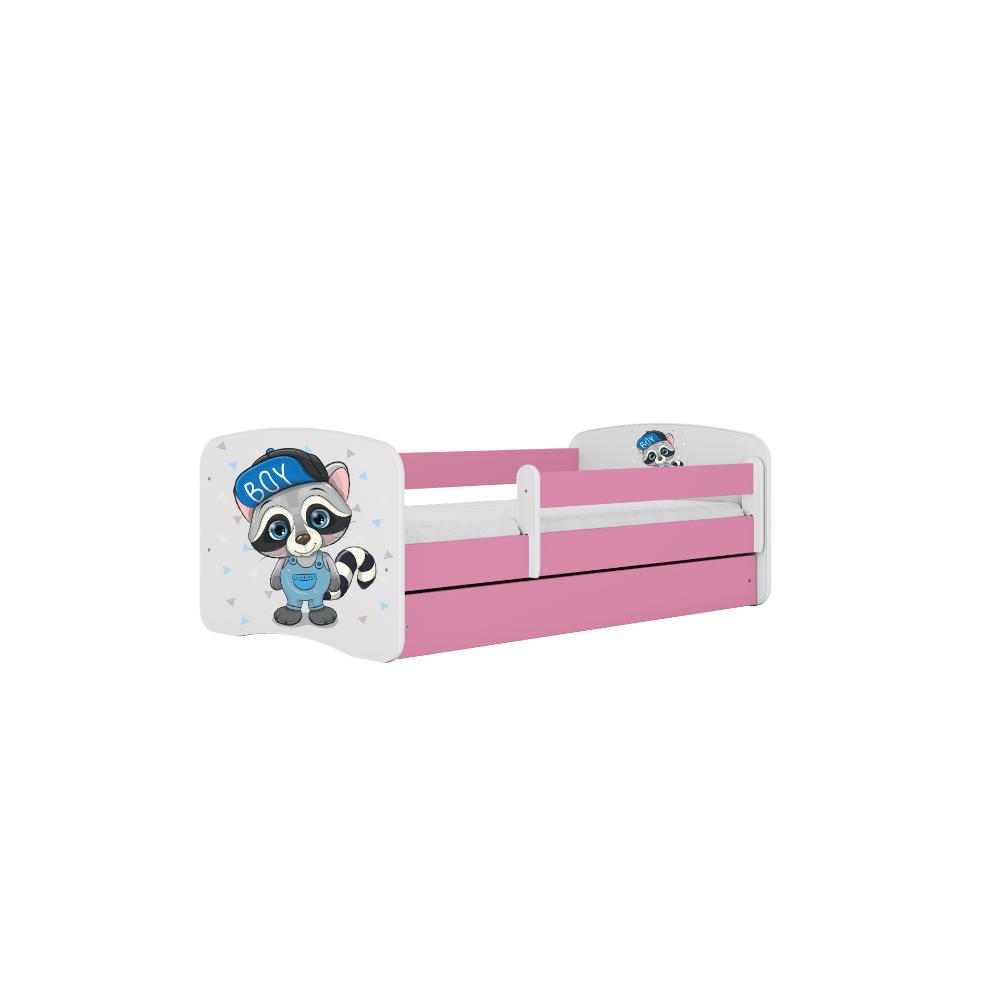 Cama 140 x 70 cm Kocot Kids com colchão BabyDreams Raccoon Pink