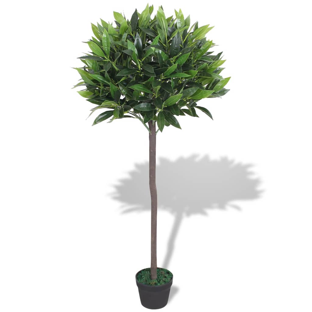 vidaXL Árbol de Laurel Artificial con Macetero Verde Maceta de Plástico Dimensiones 125 cm, 120 cm