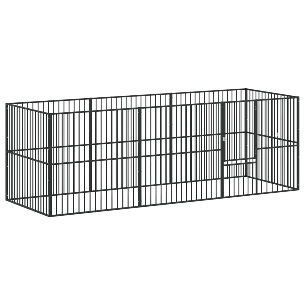 vidaXL Corralito para Perros con paneles Jaula Caseta Acero Galvanizado Negro Dimensiones 100x100x100 cm (4 paneles),  300x100x100 cm (8 paneles),  303x300x100 cm (12 paneles) y mas