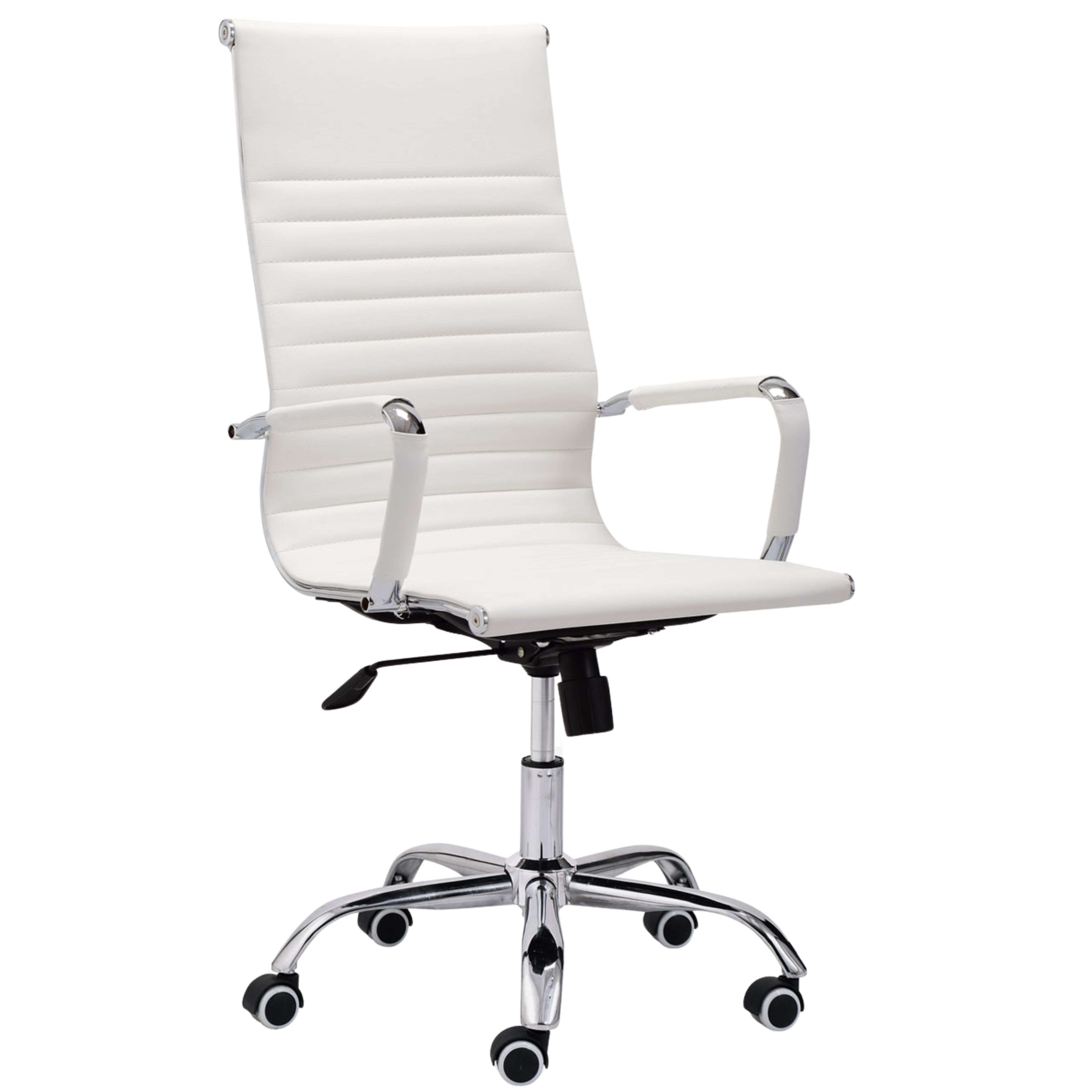 Miroytengo Silla de Oficina Estudio Jou Estilo Contemporáneo en Color Negro o Blanco con Ruedas, Reposabrazos y Regulable 64x116x64 cm