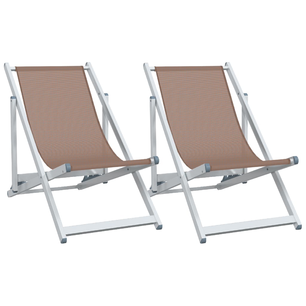 vidaXL Sillas de playa plegables 2 uds aluminiotextilene