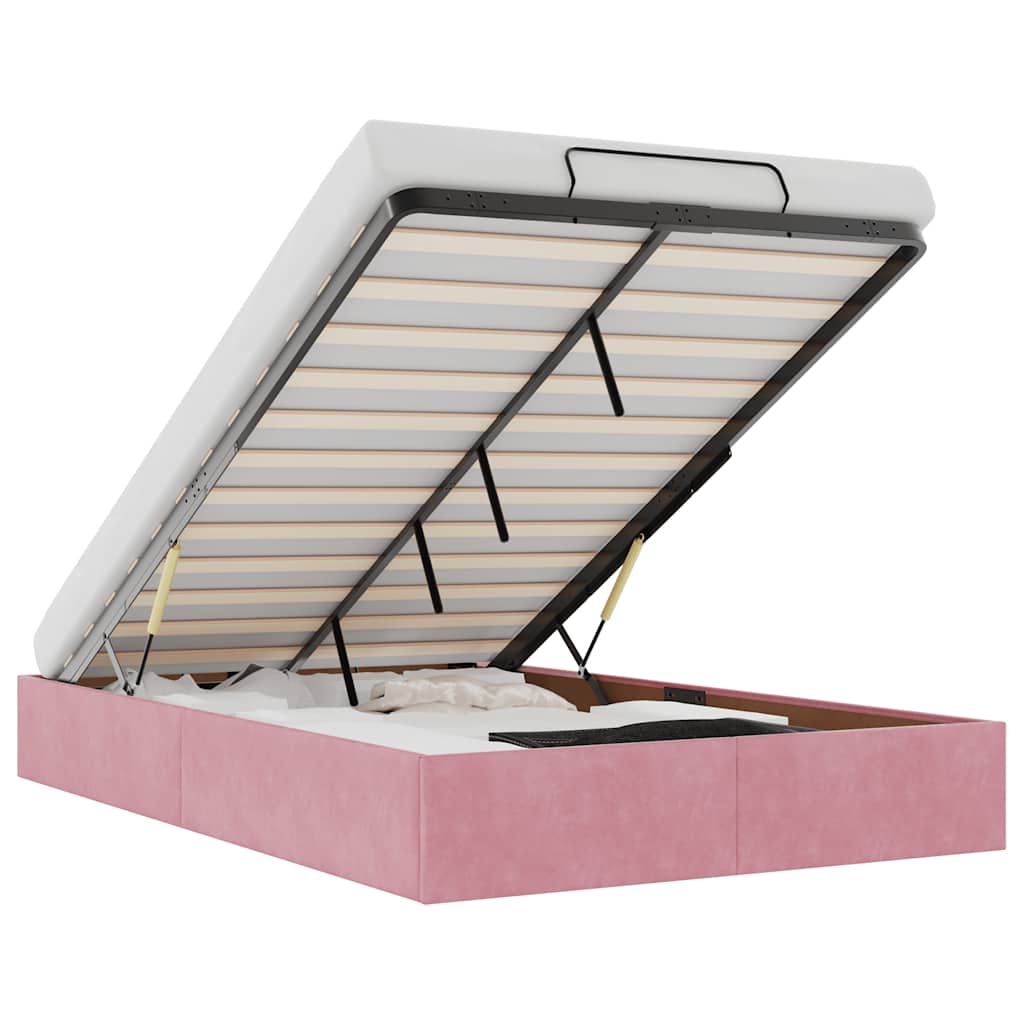vidaXL Estructura cama otomana sin colchón terciopelo rosa 120x200 cm