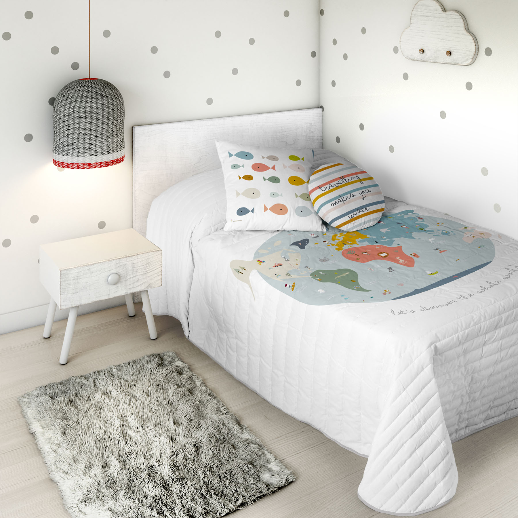 HACIENDO EL INDIO - Colcha Bouti Infantil Estampada 100% Algodón - Relleno 70 gramos -  Cubrecama Ligero Acolchado - Ideal para Primavera y Verano - Disponible para Cama 90/105 cm - Fabricada en España