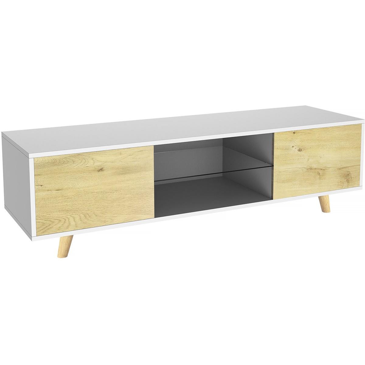 Habitat y Jardin - Mueble de TV Inna  - 140 x 42 x 45 cm - Blanco / Madera