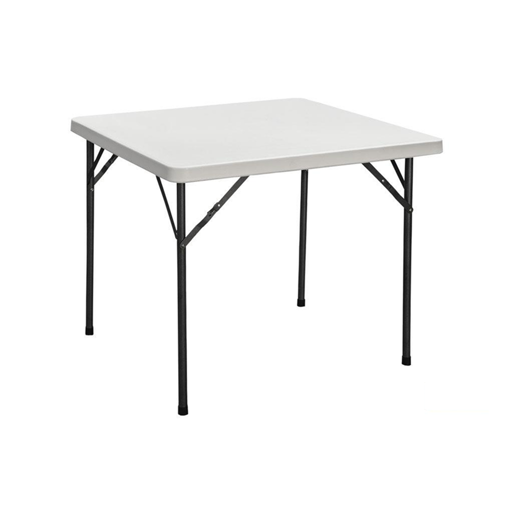 Mesa Plegable Cuadrada 88cm Catering y Eventos Blanca Portátil Multiusos Resistente con Sistema de Seguridad Anticierre Interior y Exterior