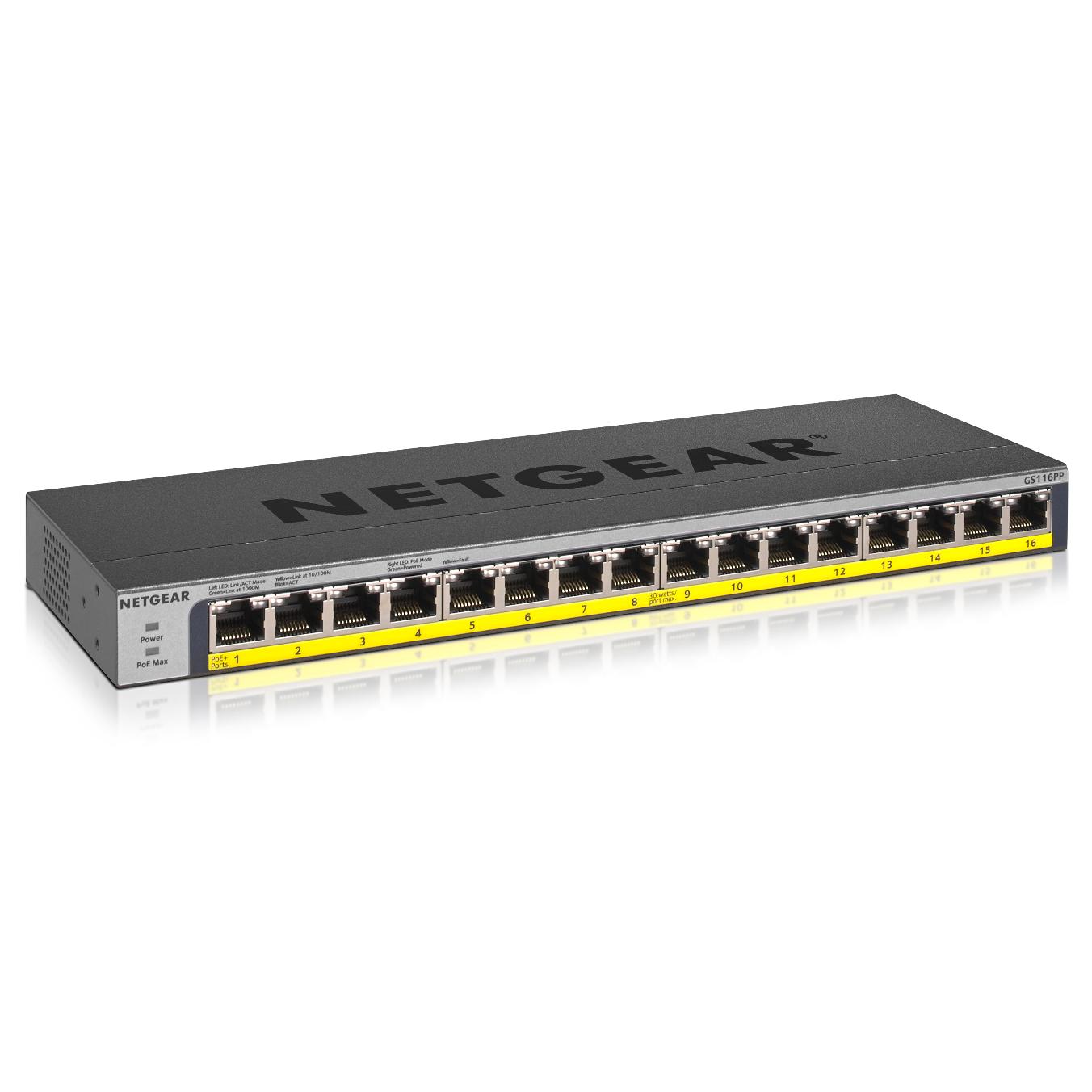 Netgear GS116PP 16 puertos RJ-45 Negro GS116PP-100EUS