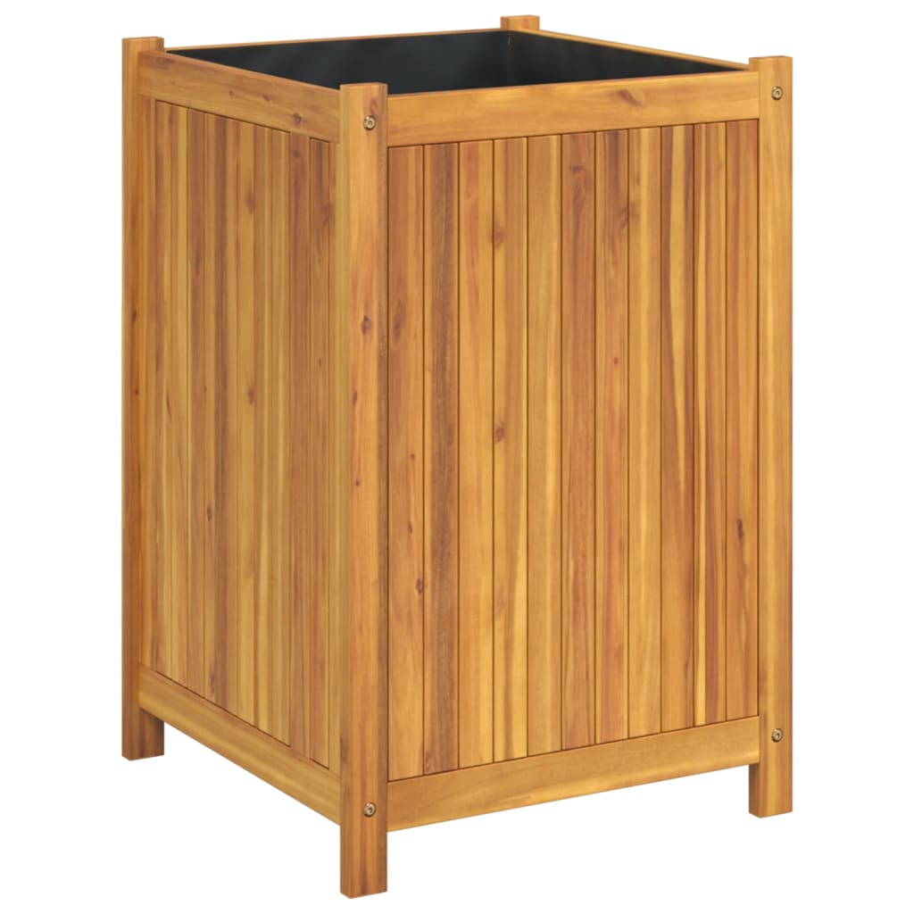 vidaXL Jardinera con forro madera maciza de acacia Dimensiones 31 x 31 x 50 cm,  54 x 31 x 50 cm,  31 x 31 x 75 cm y mas