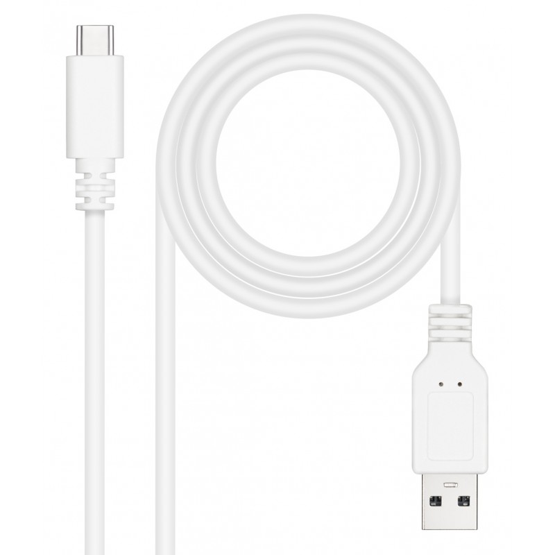 Nanocable - Cable USB 2.0 3A, tipo USB-C/M-A/M, Blanco, 1 m 10.01.2101-W