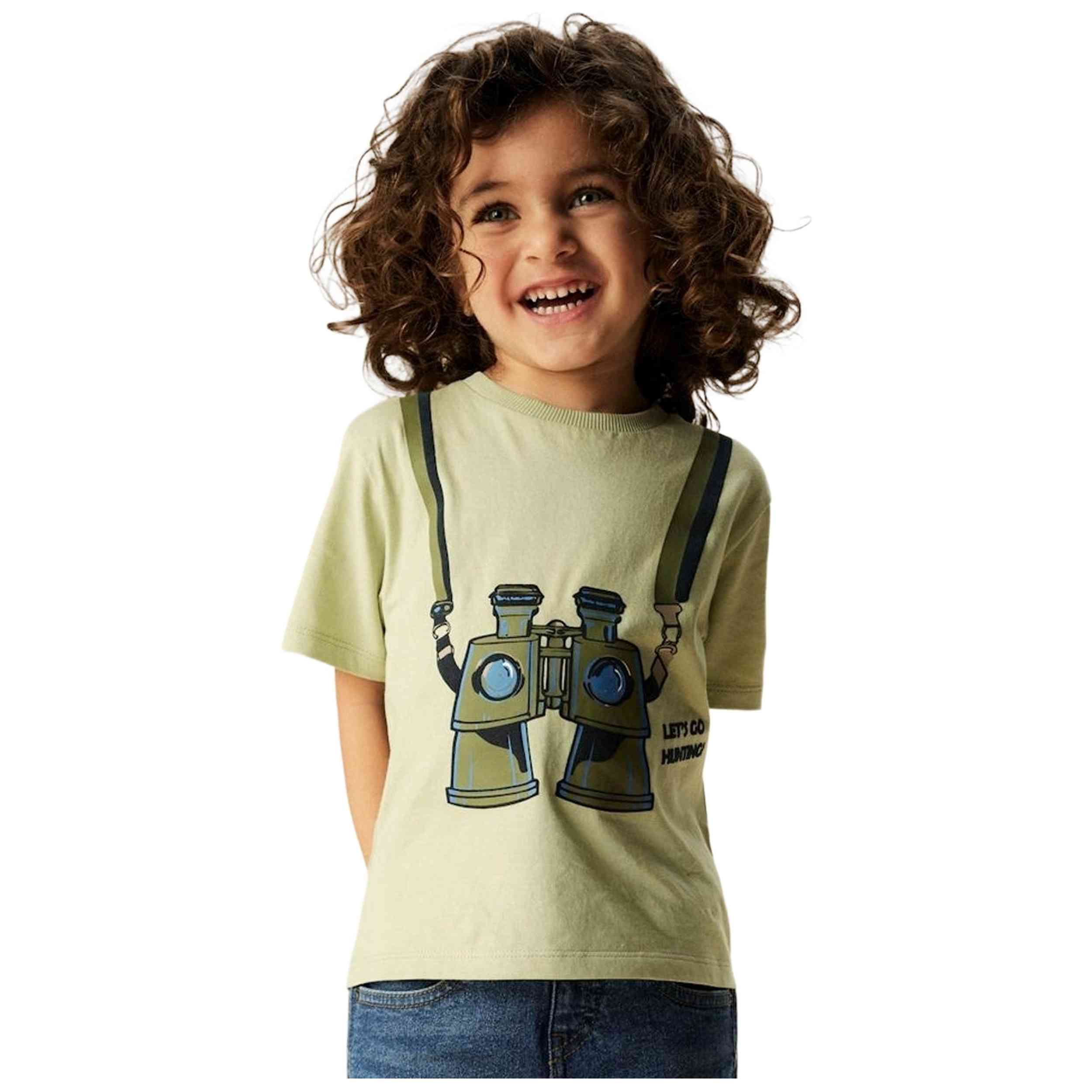 Camiseta De Manga Corta Name It modelo 13251029-SWAMP para Niños en color Verde