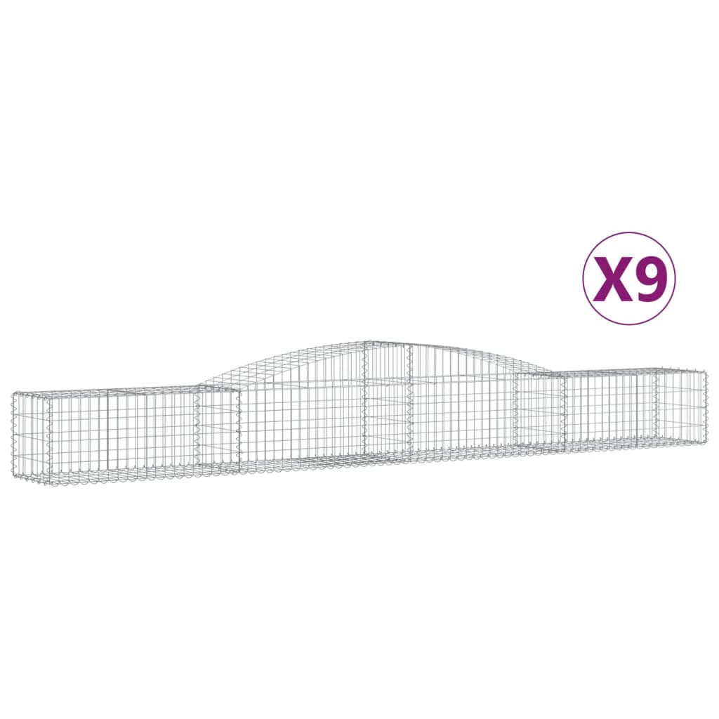 Vidaxl Cestas de Gaviones Arco Hierro (9 Uds) 300x30x40/60 Cm Etc.