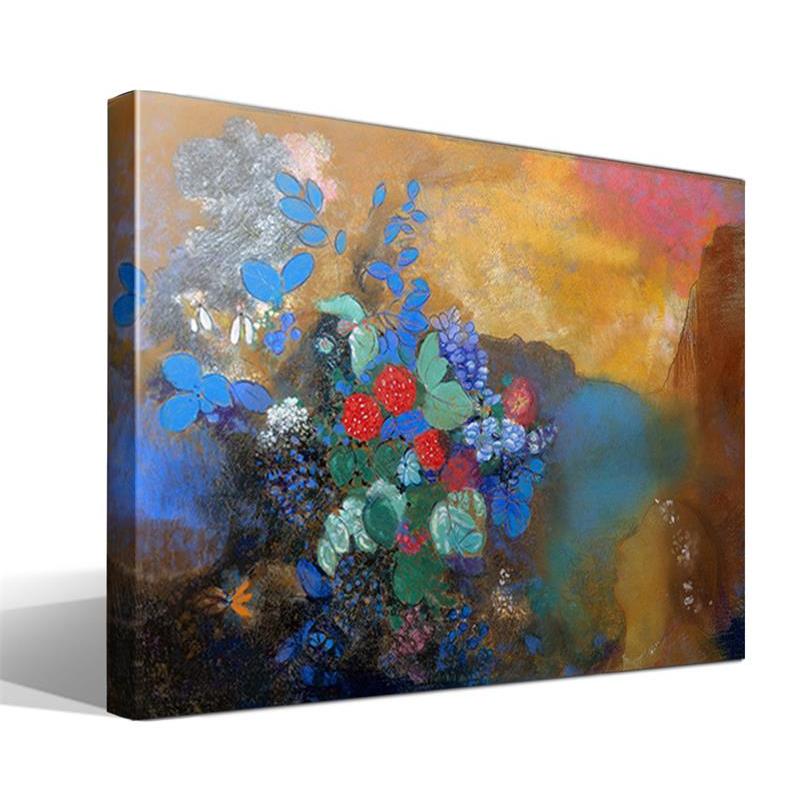 Cuadro Canvas Ophelia Entre las Flores de Odilon Redon - Alta Resolución - Lienzo 100% Algodón - Bastidor de Madera - Fabricado en España