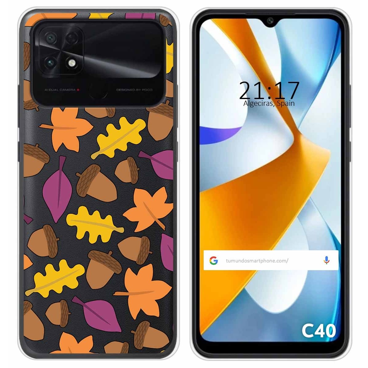 Funda Silicona Transparente para Xiaomi POCO C40 diseño Otoño Dibujos