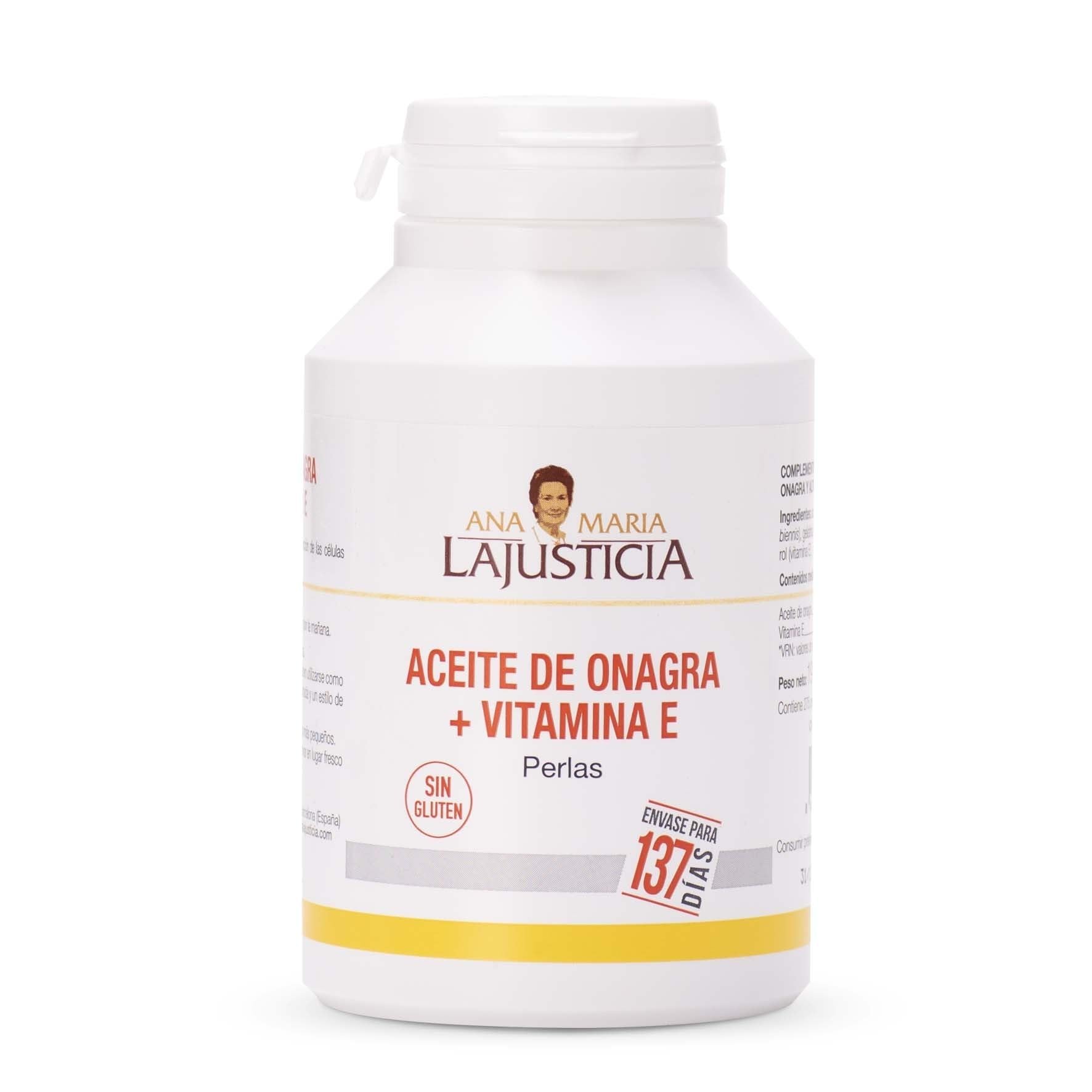Ana Maria Lajusticia - Aceite de onagra – 275 perlas. Alivia dolores menstruales, los síntomas de la menopausia y el síndrome premenstrual. Envase para 137 días de tratamiento.