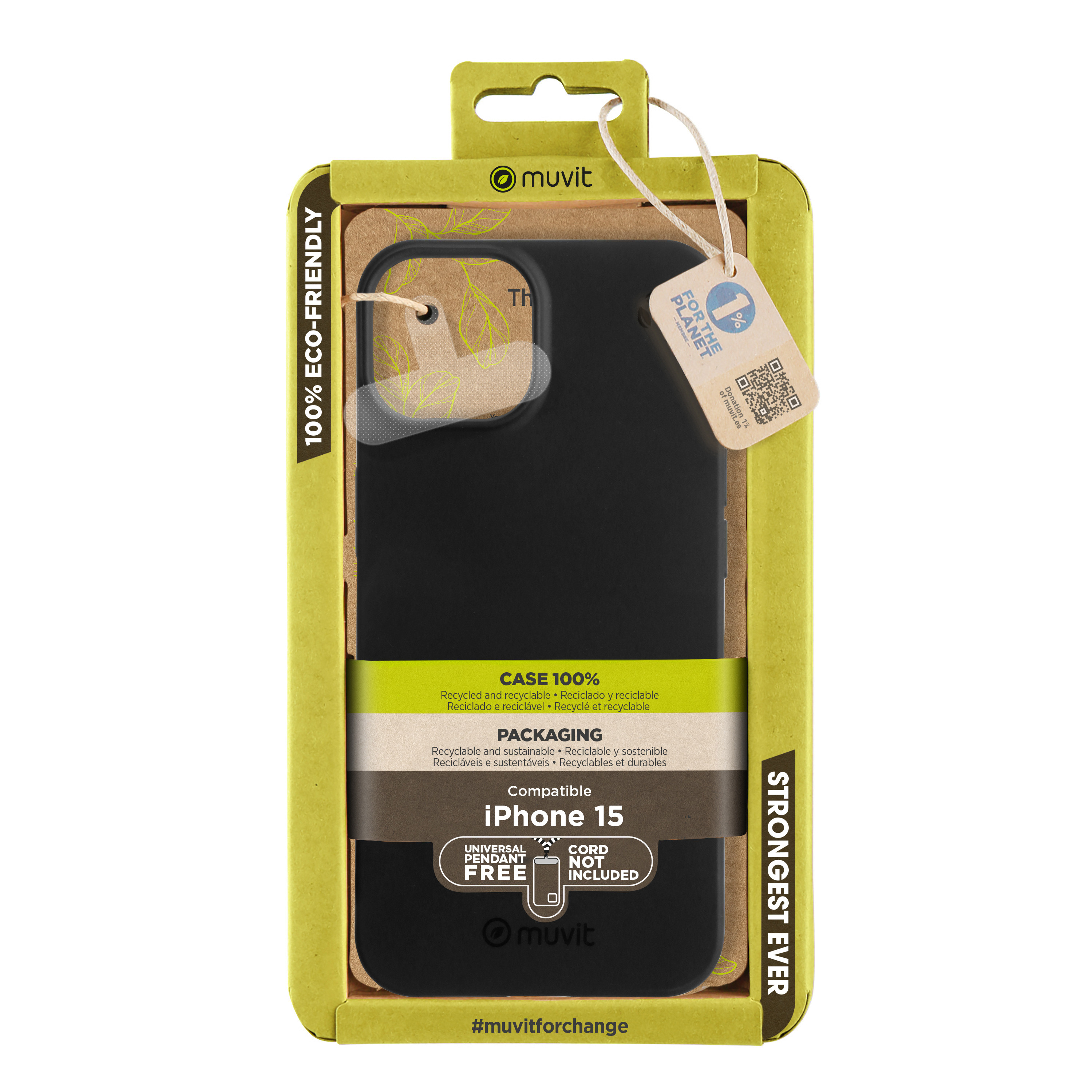 muvit for change funda recycletek compatible con Apple iPhone 15 negra