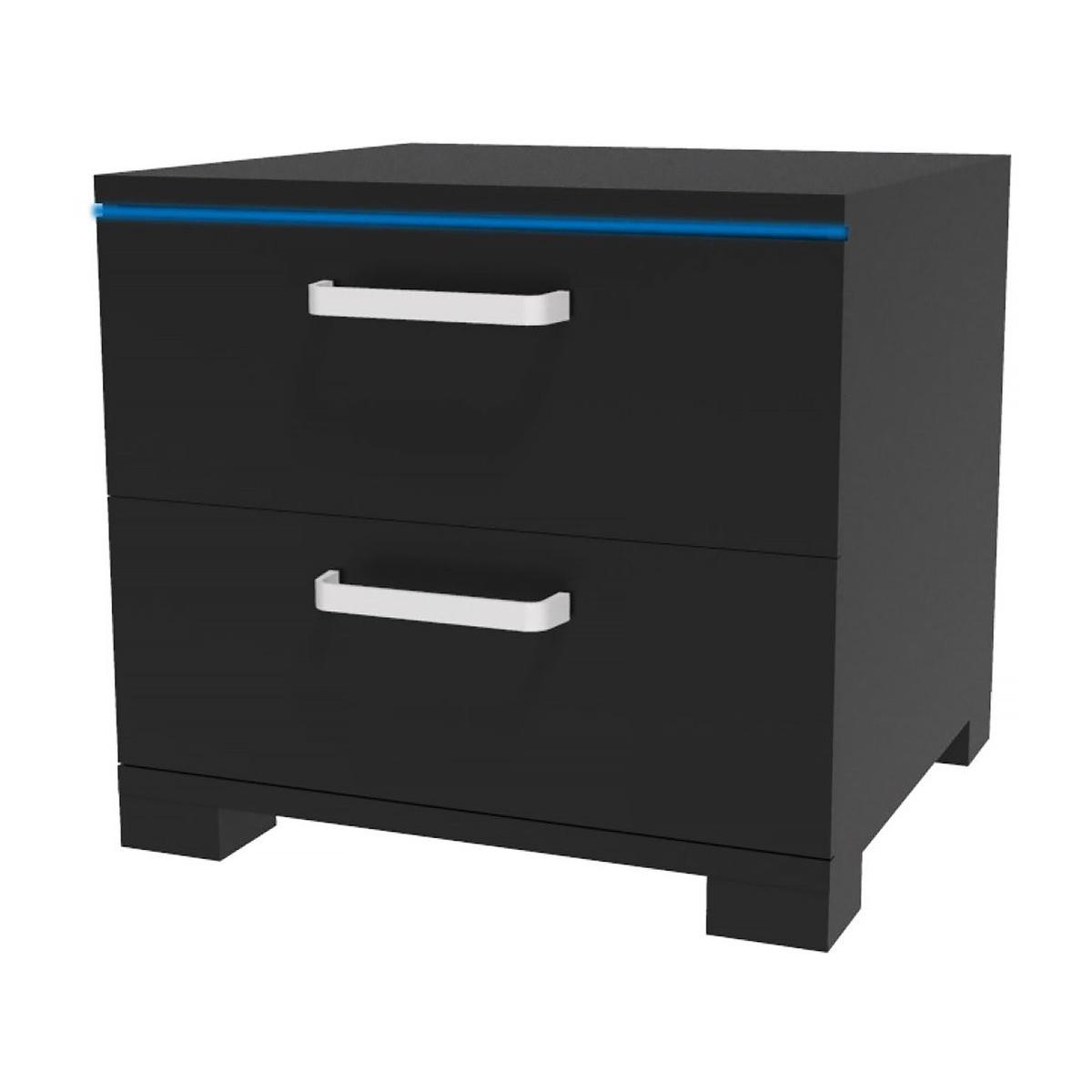 Habitat y Jardin - Mesita de noche LED "Karina" - 41 x 38 x 41,5 cm - Tablero de partículas - Negro