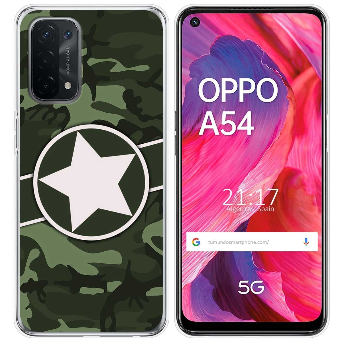 Tumundosmartphone Funda Gel Tpu para Oppo A54 5G / A74 5G diseño Camuflaje 01 Dibujos