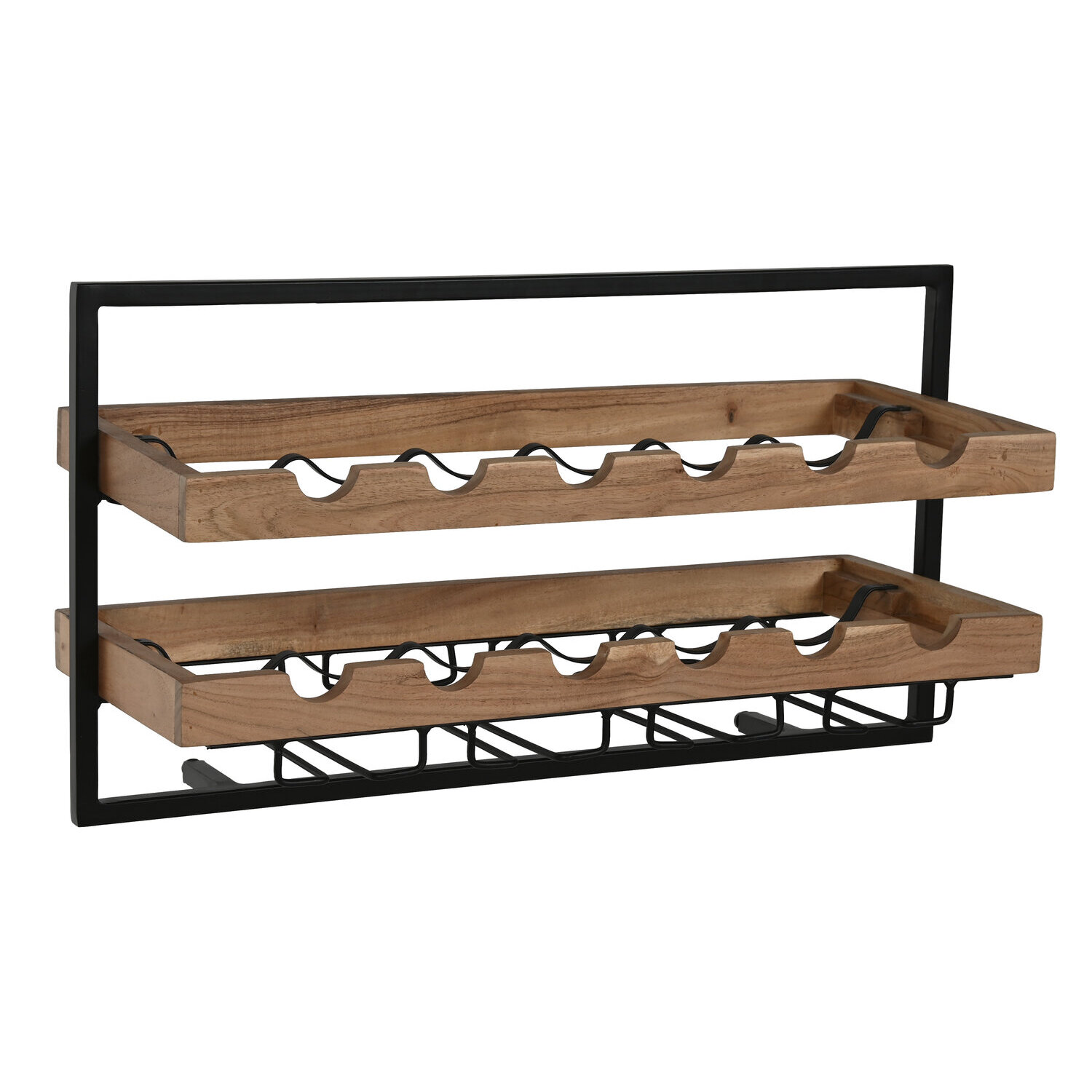 Botellero acacia metal 65x25x35 8 botellas natural El mejor complemento para tu hogar.