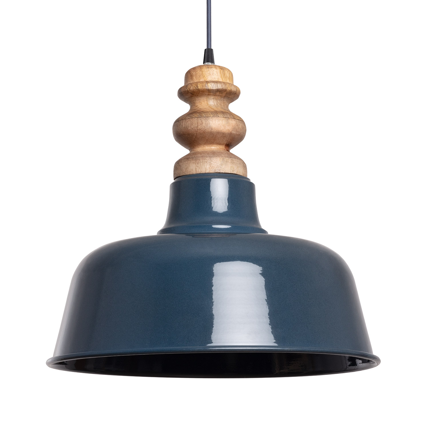 Ledkia Lámpara Colgante Madera y Metal Yash Bela Azul