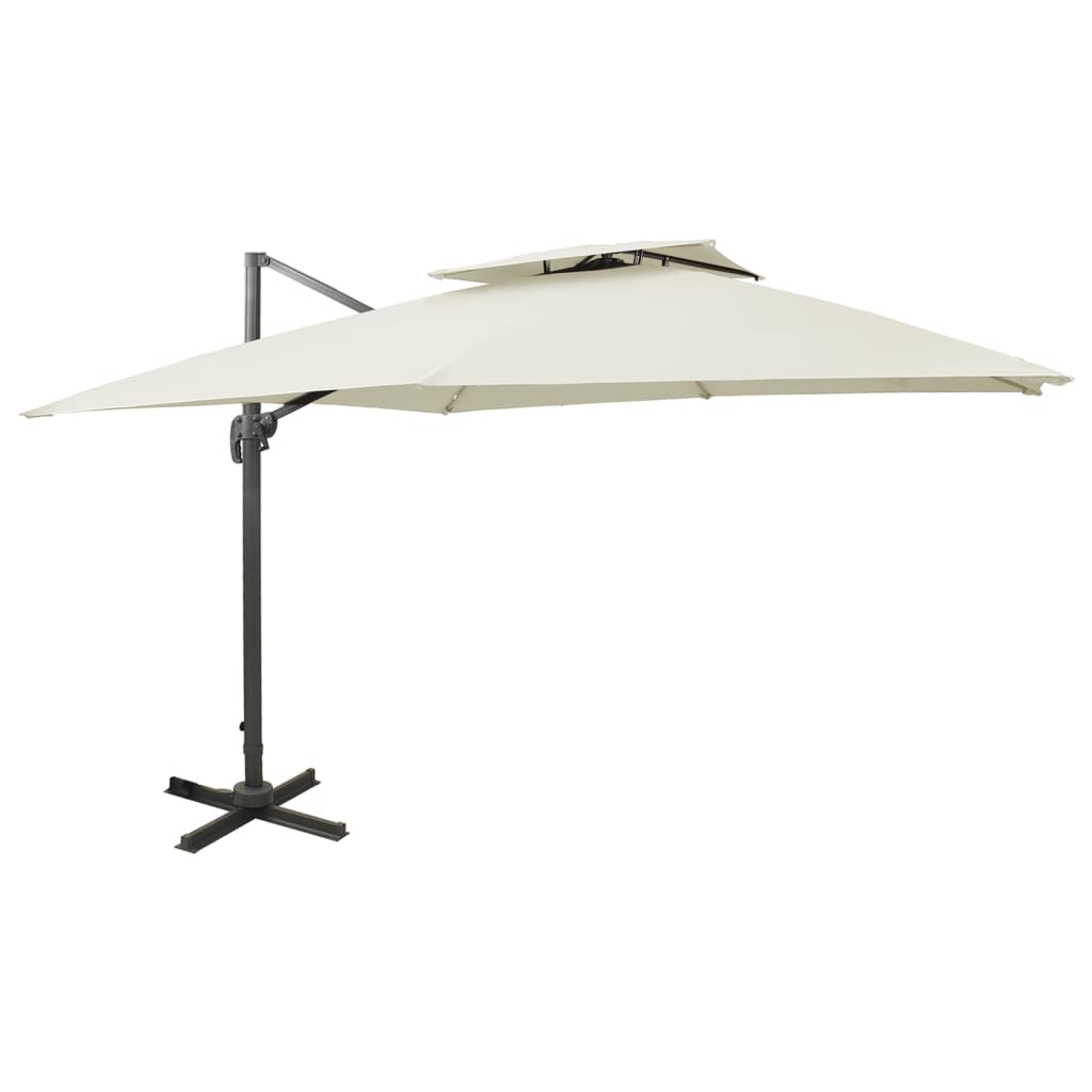 vidaXL Sombrilla de jardín voladiza con doble techo 300x300 cm Arena