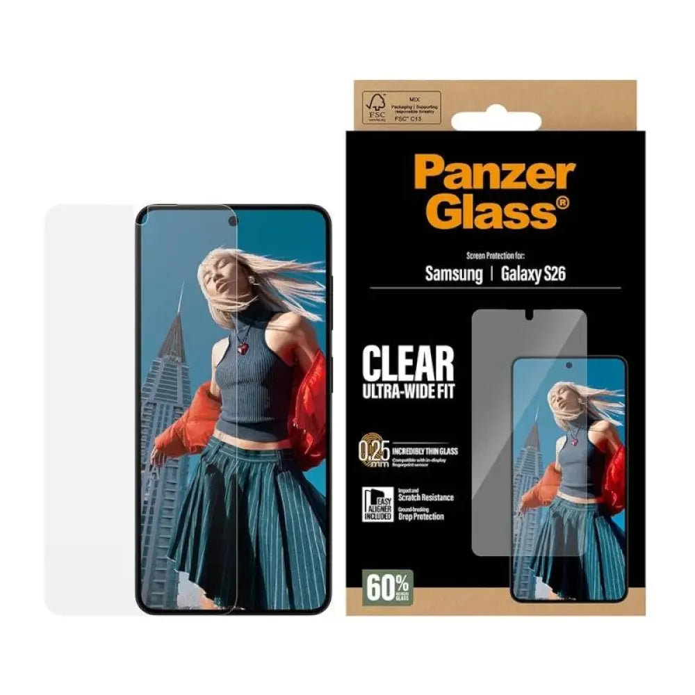 Protector de pantalla PanzerGlass Samsung Galaxy S26 con Ajuste Ultra-Ancho y Fácil Alineador