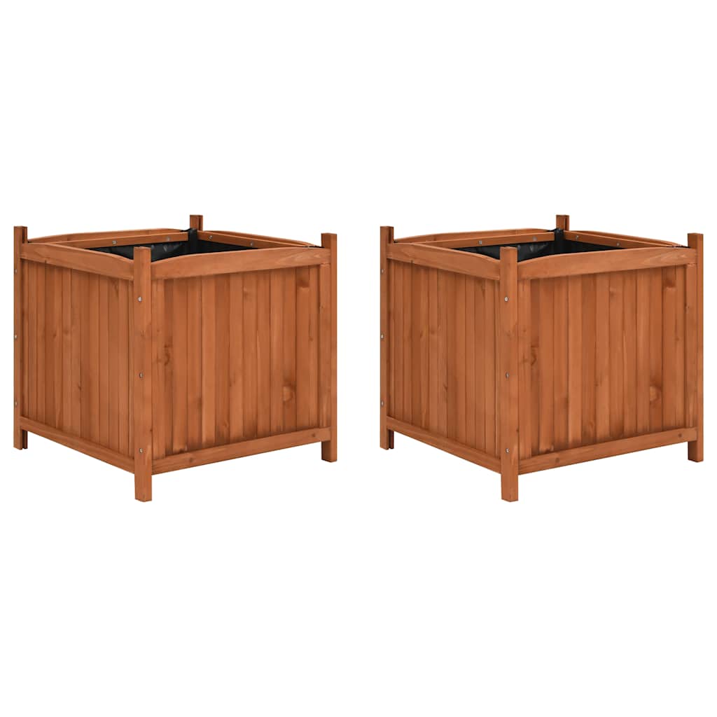 vidaXL Arriates 2 unidades madera de abeto 50x50x50 cm