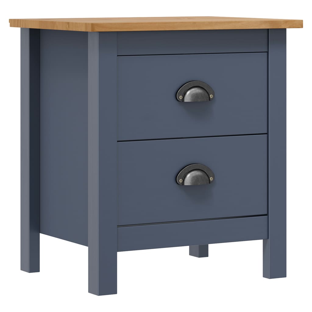 Vidaxl Mesita Noche Hill 2 Unidades Madera Maciza Pino 46x35x49,5 Cm Blanco, Gris, Blanco y Marrón para Salón, Estudio, Mesa Auxiliar Moderna