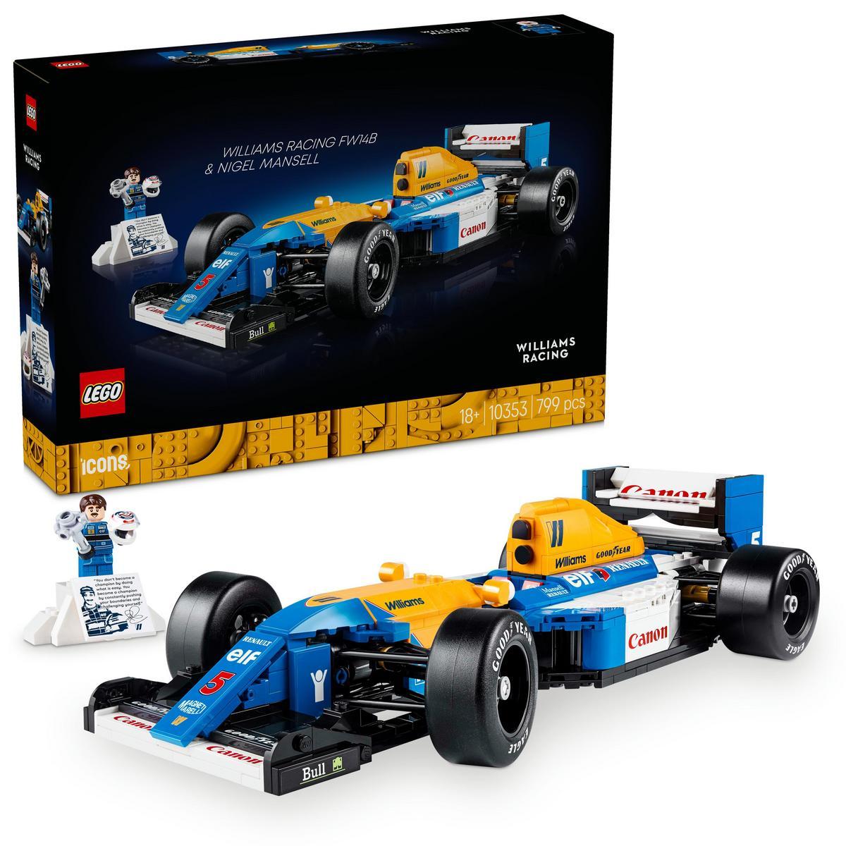 LEGO 10353 Icons Williams Racing FW14B y Nigel Mansell, Maquetas para Construir para Adultos con Minifigura, Kit de Maquetas de Coche de Fórmula 1, Regalo para Hombres y Padres Fans de la F1