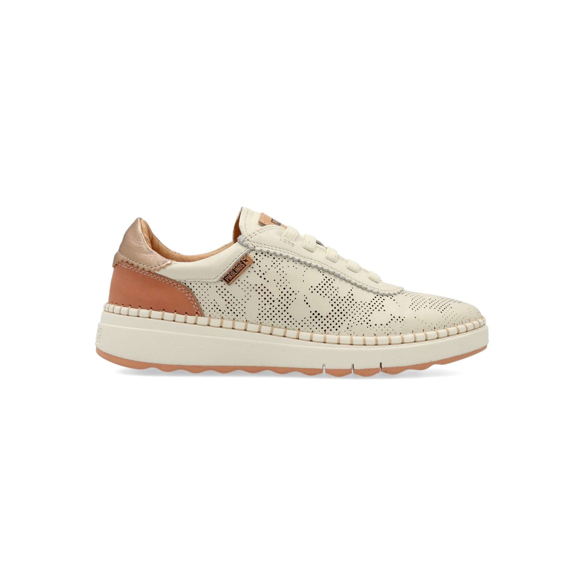 Pikolinos - Zapatillas deportivas Arenas para mujer de piel troquelada con cierre elástico y suela de goma, estilo casual cómodo para buen tiempo