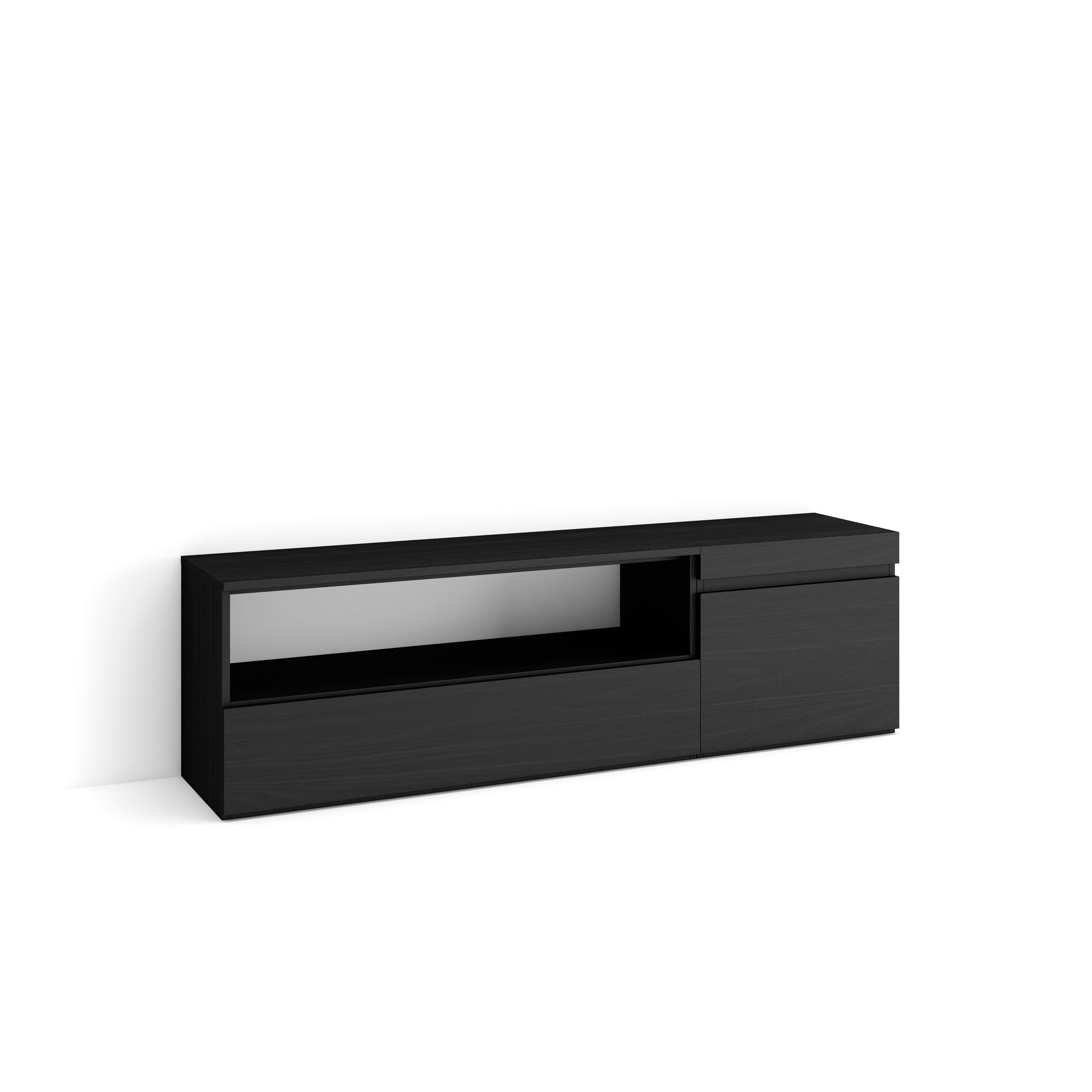Skraut Home, Mueble de Televisión en melamina de alta calidad, Veteado de madera, Tacto poroso, Estilo Moderno Elegante, 153x35x45cm